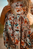 Taupe Floral Tiered Peplum