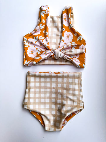 Reversible Two Piece Set: Peach & Gingham
